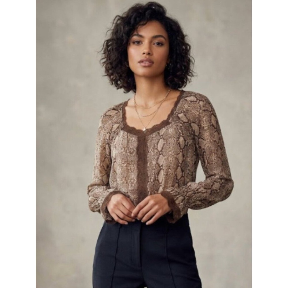 Arden b Women's Brown and Cream Blouse XS